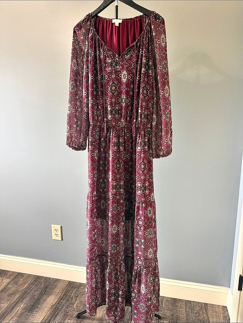 C Paisley Maxi Dress in Purple & Pink Size Large Like New